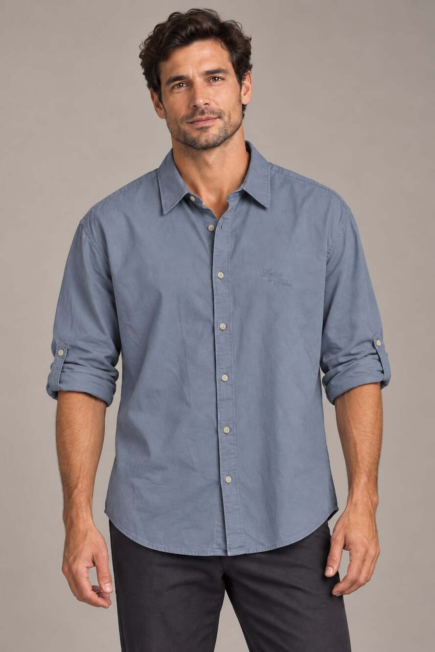 Scotch & Soda Chambray Roll Sleeve Men’s XL Shirt Blue Cotton NWT